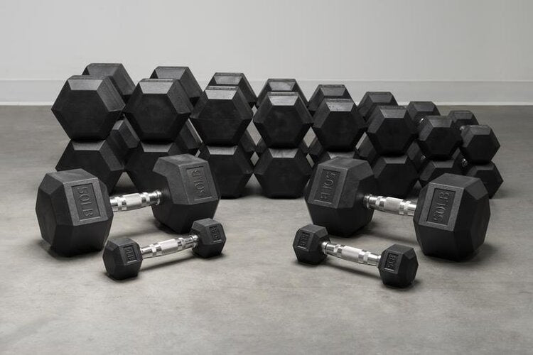 Rubber Hexagon Dumbbell (Pair)(Torque Fitness)