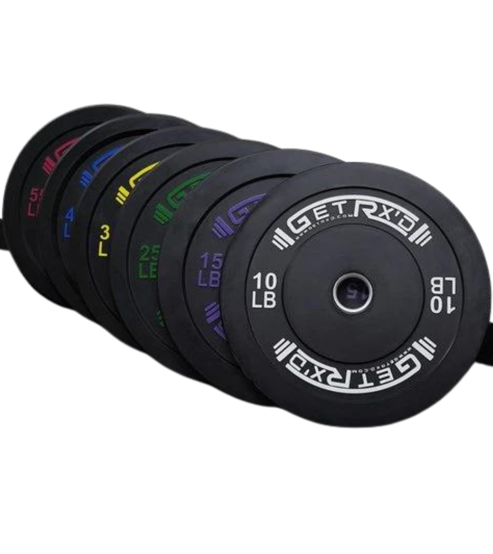 Black Premium Bumper Plates 2.0 w/ color lettering (Get RX'D)