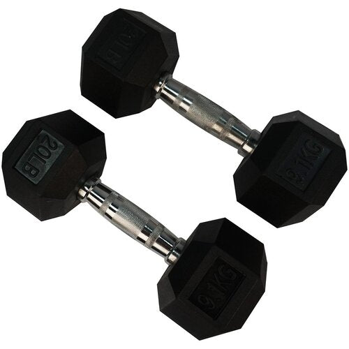 Rubber Hexagon Dumbbell (Pair)(Torque Fitness)