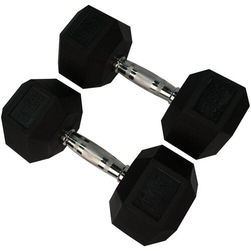 Rubber Hexagon Dumbbell (Pair)(Torque Fitness)