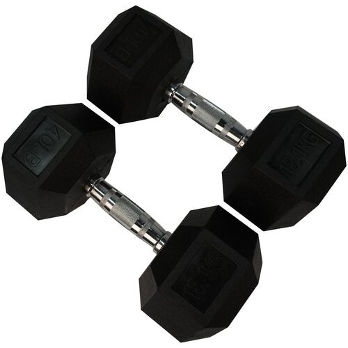 Rubber Hexagon Dumbbell (Pair)(Torque Fitness)