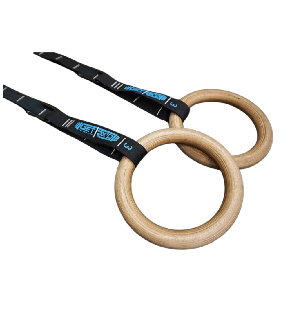 Wood Rings with Quick Gym Ring Straps (Pair) (Get RX'D)