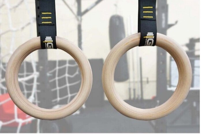 Wood Rings with Quick Gym Ring Straps (Pair) (Get RX'D)